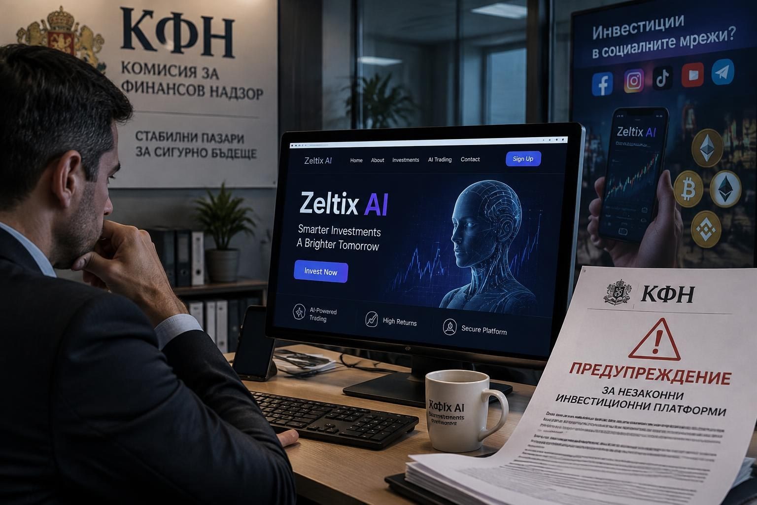 КФН предприе действия срещу копие на популярен сайт заради потенциална финансова измама